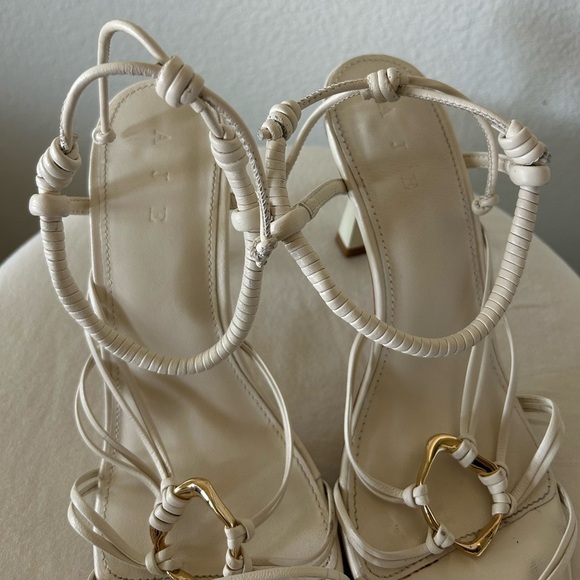 Aje Mirage Leather Strappy Heel in Ivory - Picture 4 of 10
